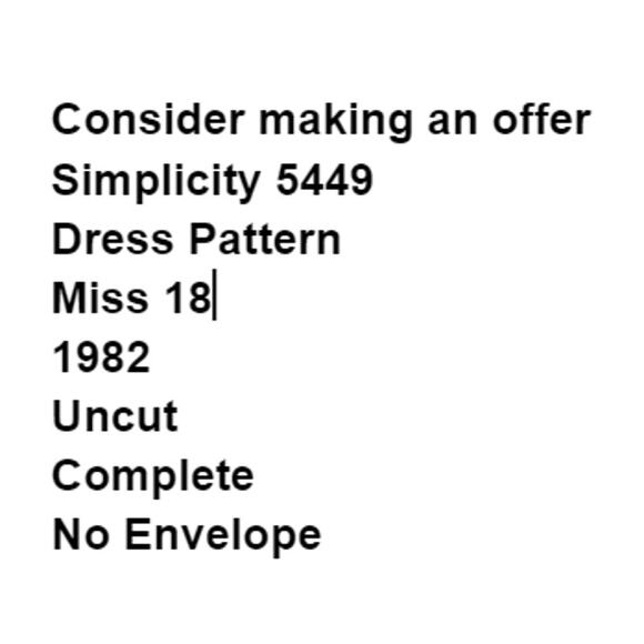 Vtg Simplicity 5449 Dress Pattern 18 Miss Uncut Knee Length Pullover Flared - Picture 3 of 5